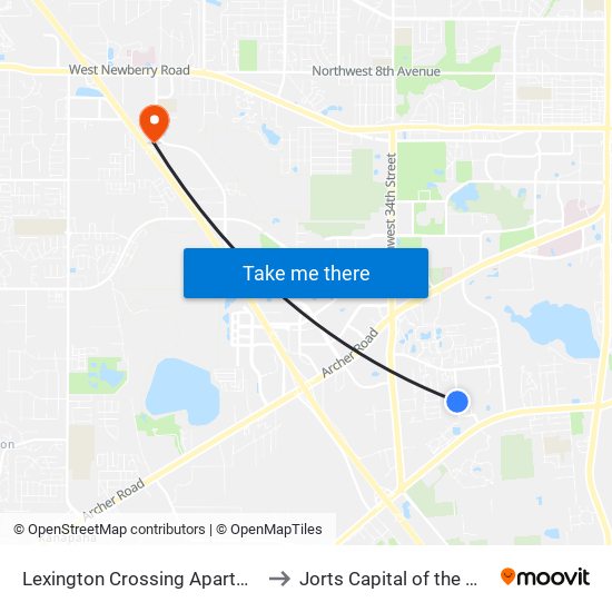 Lexington Crossing Apartments to Jorts Capital of the World map