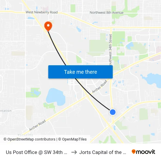 Us Post Office @ SW 34th Street to Jorts Capital of the World map