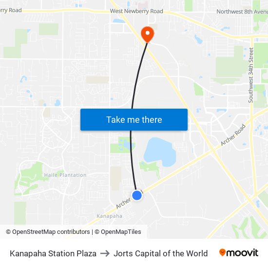 Kanapaha Station Plaza to Jorts Capital of the World map