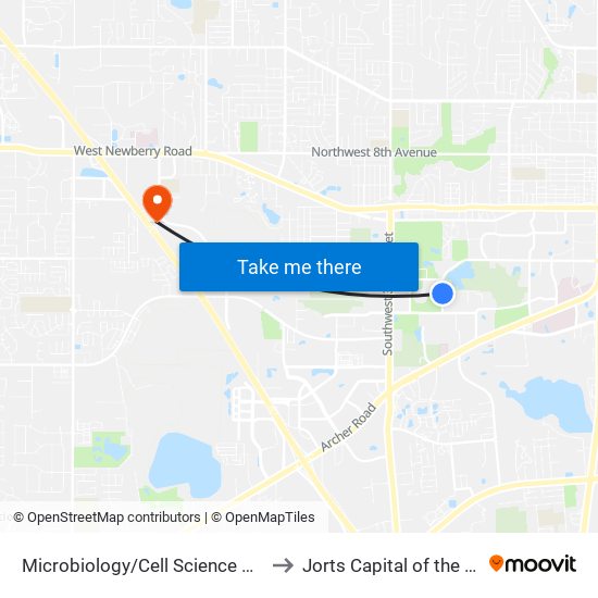 Microbiology/Cell Science Building to Jorts Capital of the World map