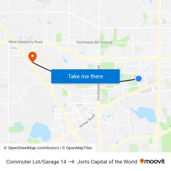 Commuter Lot/Garage 14 to Jorts Capital of the World map