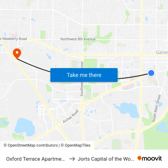 Oxford Terrace Apartments to Jorts Capital of the World map