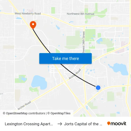 Lexington Crossing Apartments to Jorts Capital of the World map