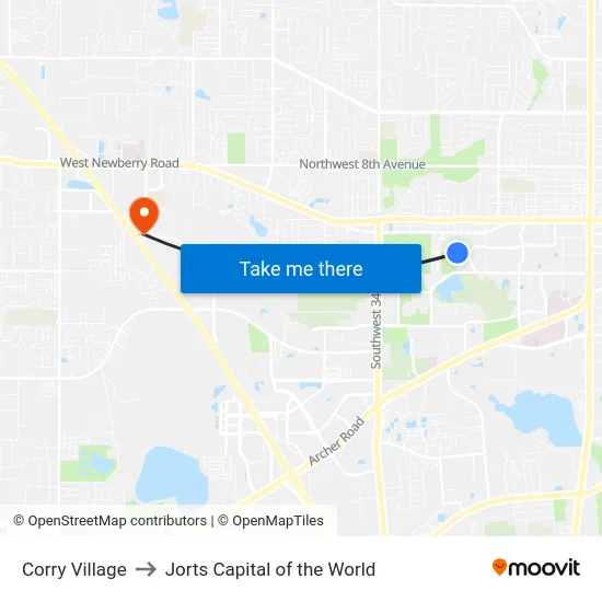 Corry Village to Jorts Capital of the World map