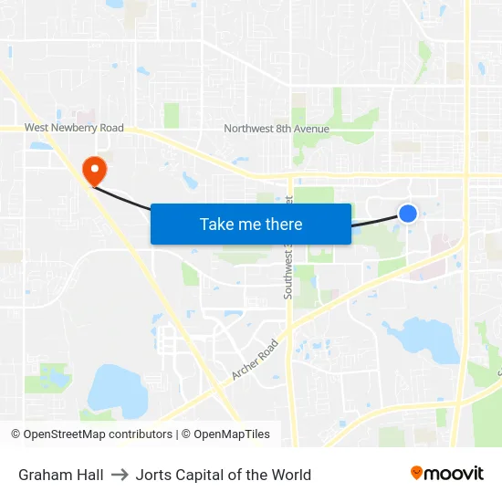 Graham Hall to Jorts Capital of the World map