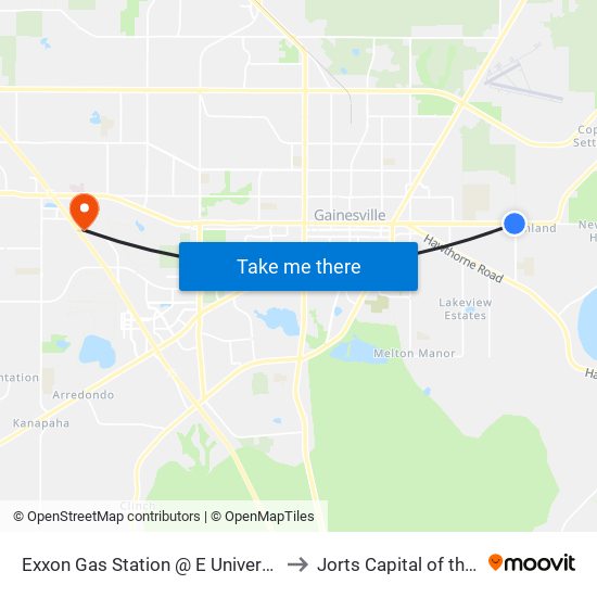 Exxon Gas Station @ E University Avenue to Jorts Capital of the World map