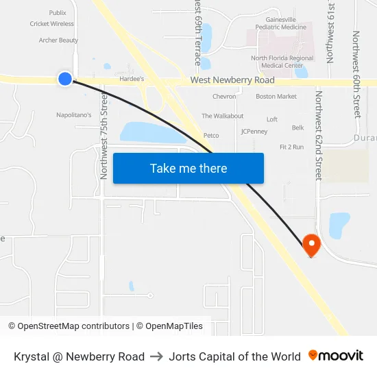 Krystal @ Newberry Road to Jorts Capital of the World map