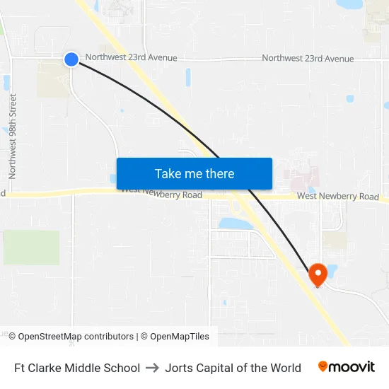 Ft Clarke Middle School to Jorts Capital of the World map