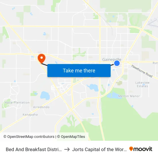 Bed And Breakfast District to Jorts Capital of the World map