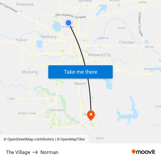 The Village to Norman map