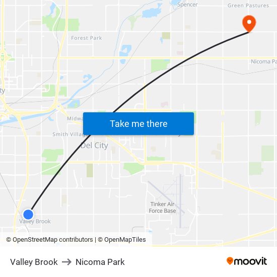 Valley Brook to Nicoma Park map