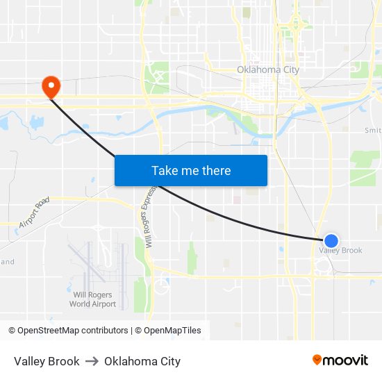 Valley Brook to Oklahoma City map