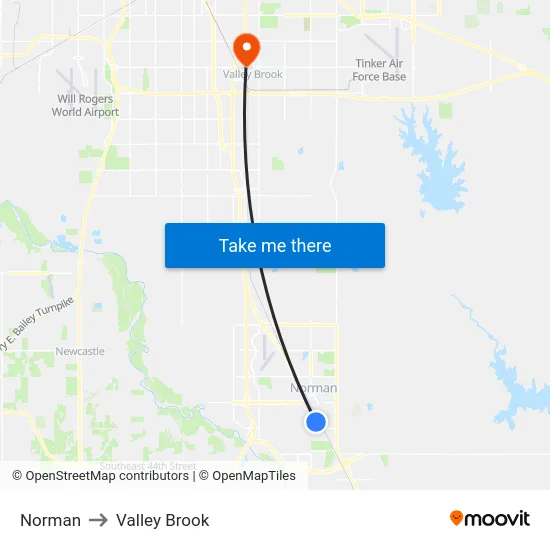 Norman to Valley Brook map