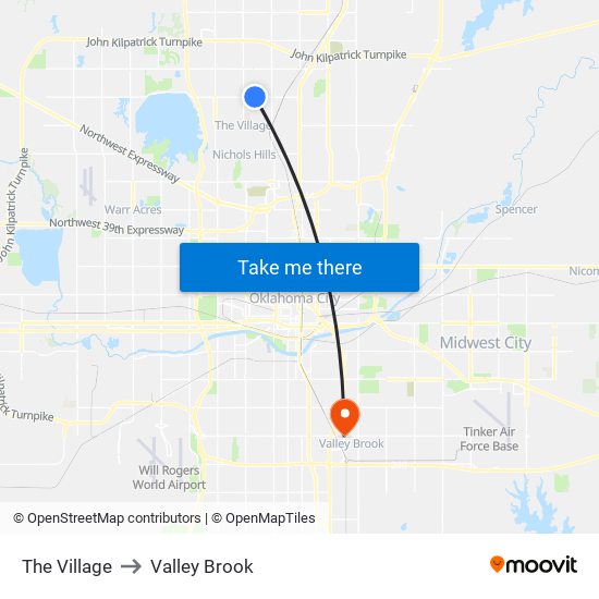 The Village to Valley Brook map