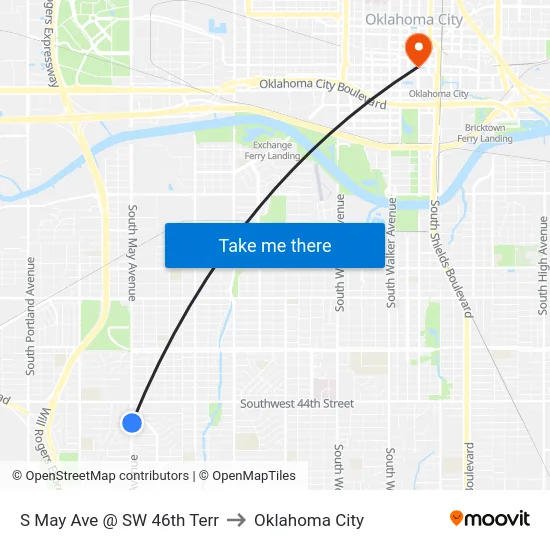 S May Ave @ SW 46th Terr to Oklahoma City map