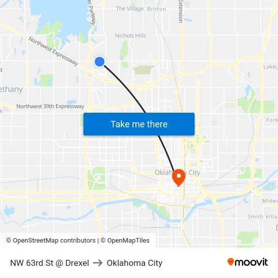 NW 63rd St @ Drexel to Oklahoma City map