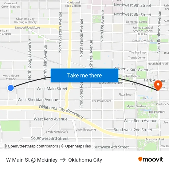 W Main St @ Mckinley to Oklahoma City map