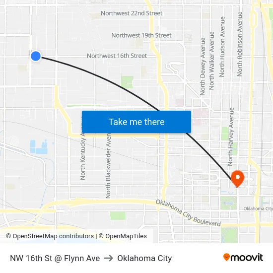 NW 16th St @ Flynn Ave to Oklahoma City map