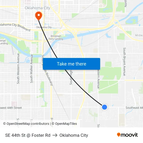 SE 44th St @ Foster Rd to Oklahoma City map
