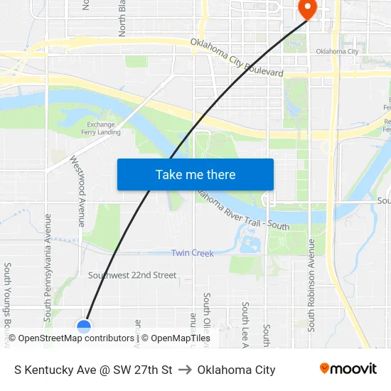 S Kentucky Ave @ SW 27th St to Oklahoma City map