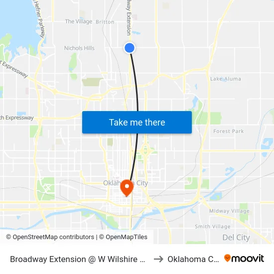 Broadway Extension @ W Wilshire Blvd to Oklahoma City map