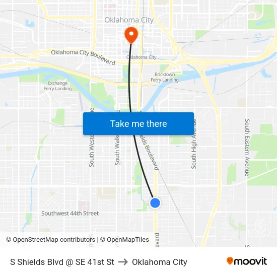 S Shields Blvd @ SE 41st St to Oklahoma City map