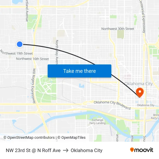 NW 23rd St @ N Roff Ave to Oklahoma City map