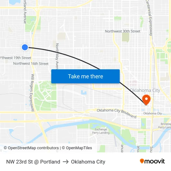 NW 23rd St @ Portland to Oklahoma City map