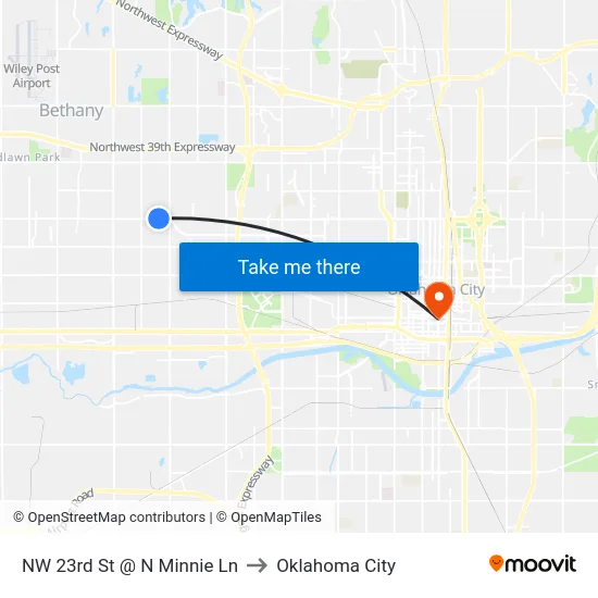 NW 23rd St @ N Minnie Ln to Oklahoma City map