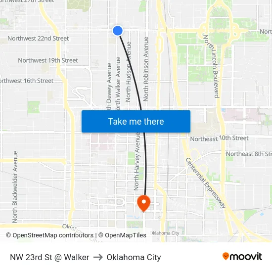 NW 23rd St @ Walker to Oklahoma City map