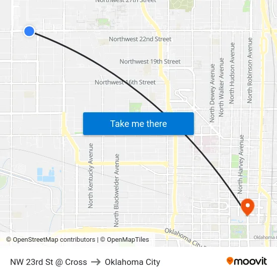 NW 23rd St @ Cross to Oklahoma City map
