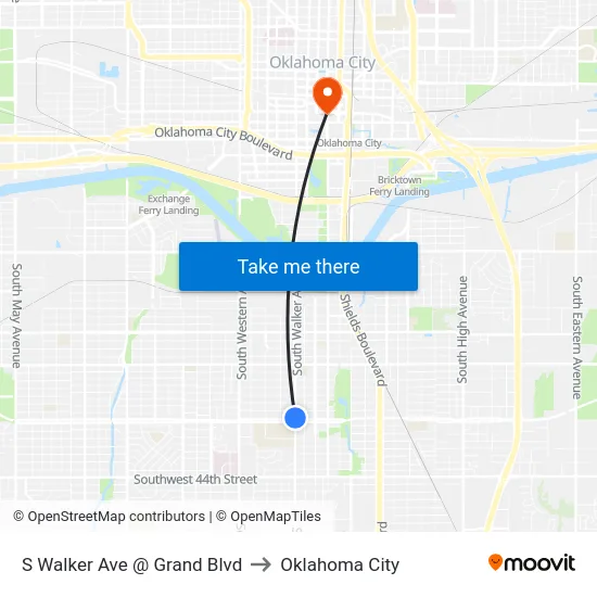S Walker Ave @ Grand Blvd to Oklahoma City map