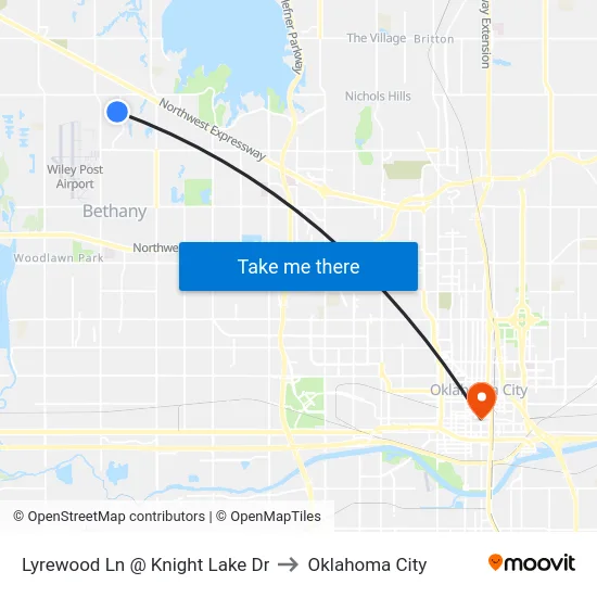 Lyrewood Ln @ Knight Lake Dr to Oklahoma City map