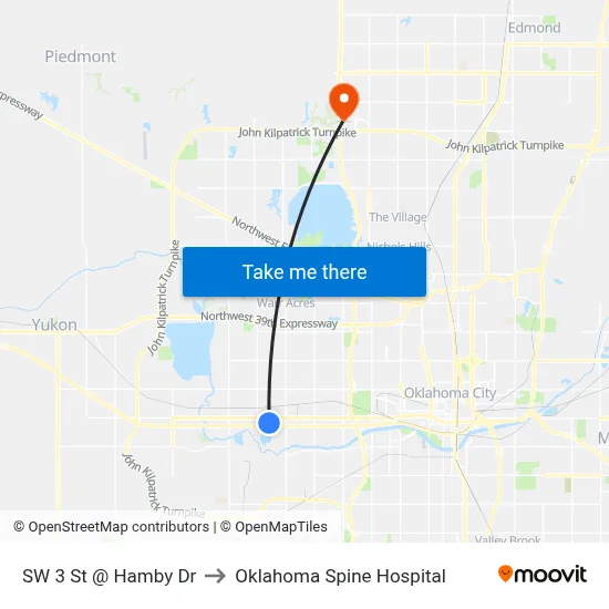 SW 3 St @ Hamby Dr to Oklahoma Spine Hospital map