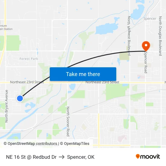 NE 16 St @ Redbud Dr to Spencer, OK map