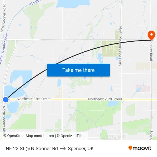 NE 23 St @ N Sooner Rd to Spencer, OK map