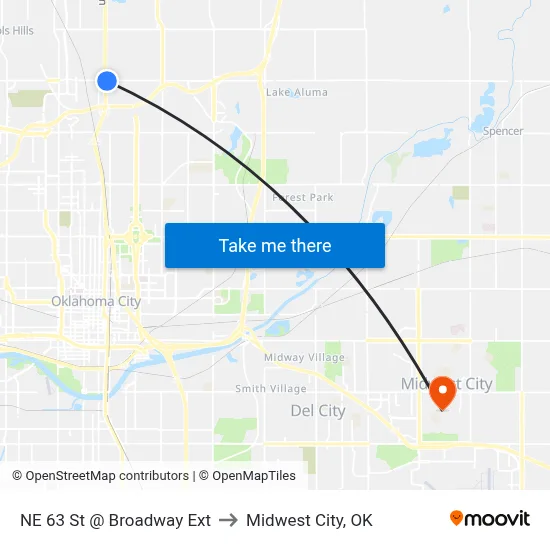 NE 63 St @ Broadway Ext to Midwest City, OK map