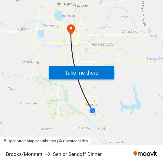 Brooks/Monnett to Senior Sendoff Dinner map