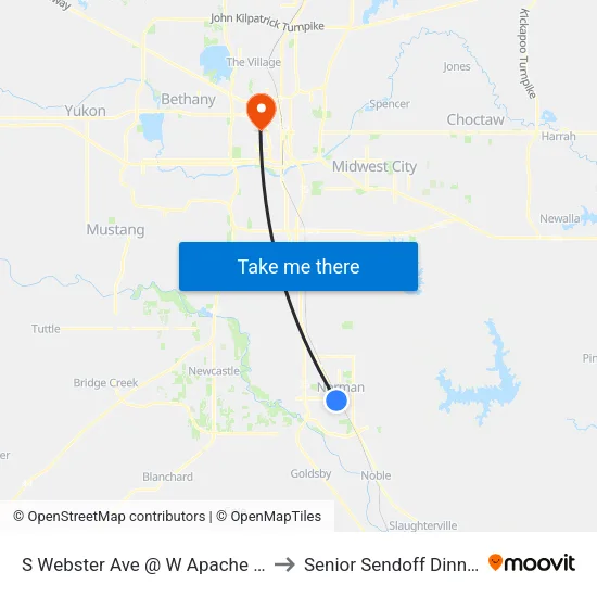 S Webster Ave @ W Apache St to Senior Sendoff Dinner map