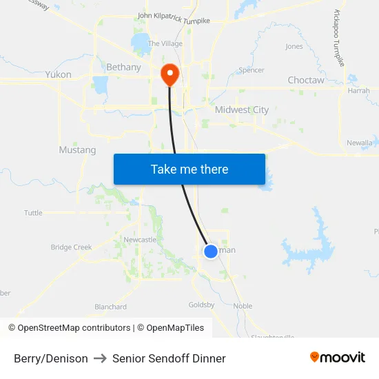 Berry/Denison to Senior Sendoff Dinner map