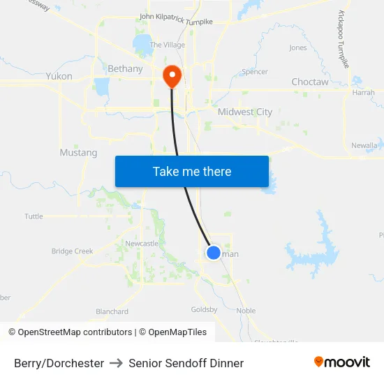 Berry/Dorchester to Senior Sendoff Dinner map