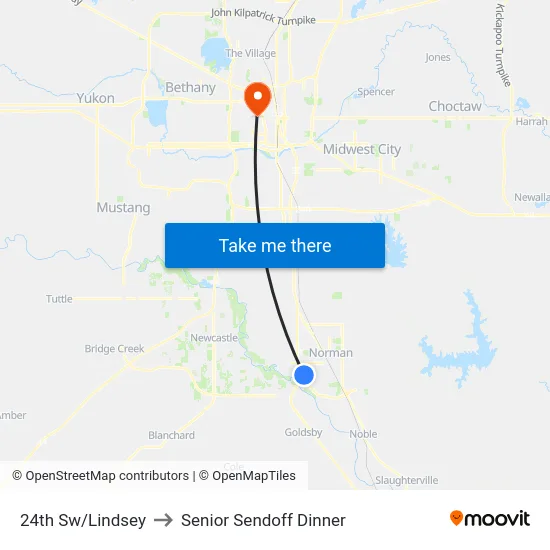 24th Sw/Lindsey to Senior Sendoff Dinner map