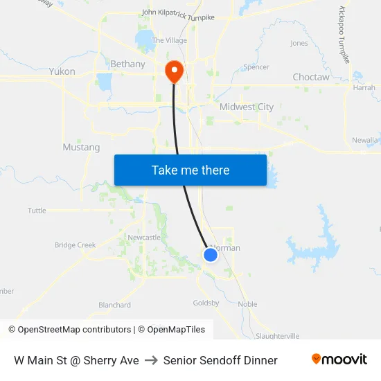 W Main St @ Sherry Ave to Senior Sendoff Dinner map