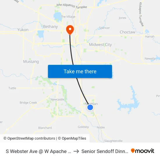 S Webster Ave @ W Apache St to Senior Sendoff Dinner map