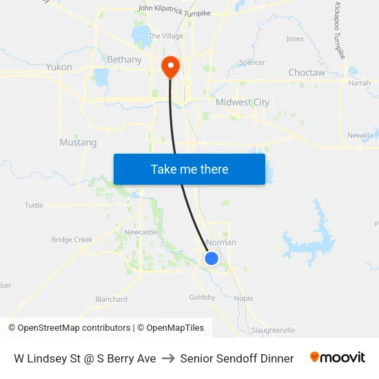 W Lindsey St @ S Berry Ave to Senior Sendoff Dinner map