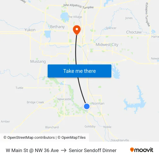 W Main St @ NW 36 Ave to Senior Sendoff Dinner map
