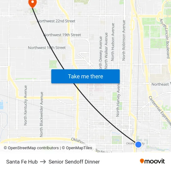Santa Fe Hub to Senior Sendoff Dinner map