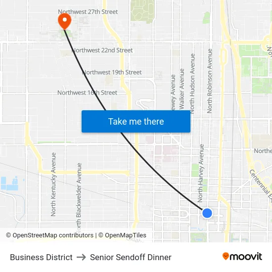 Business District to Senior Sendoff Dinner map