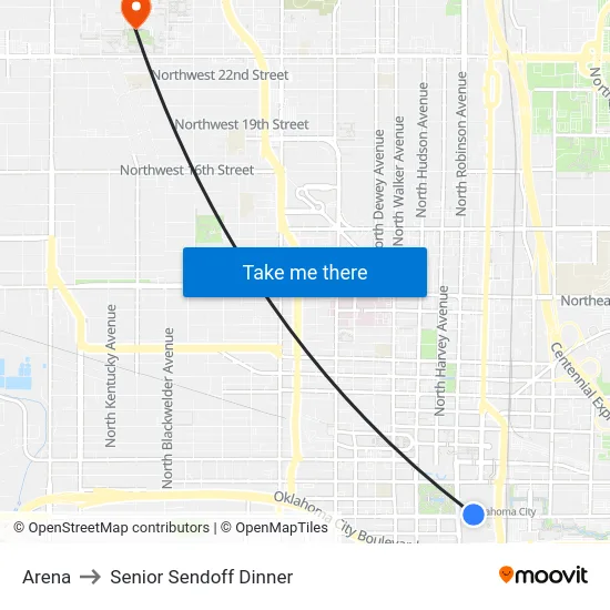 Arena to Senior Sendoff Dinner map