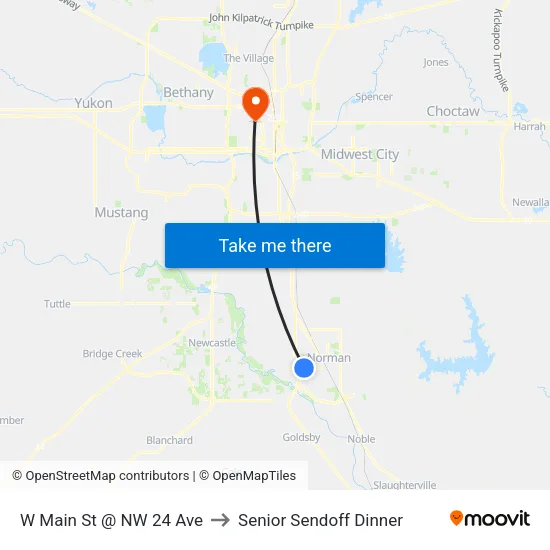 W Main St @ NW 24 Ave to Senior Sendoff Dinner map